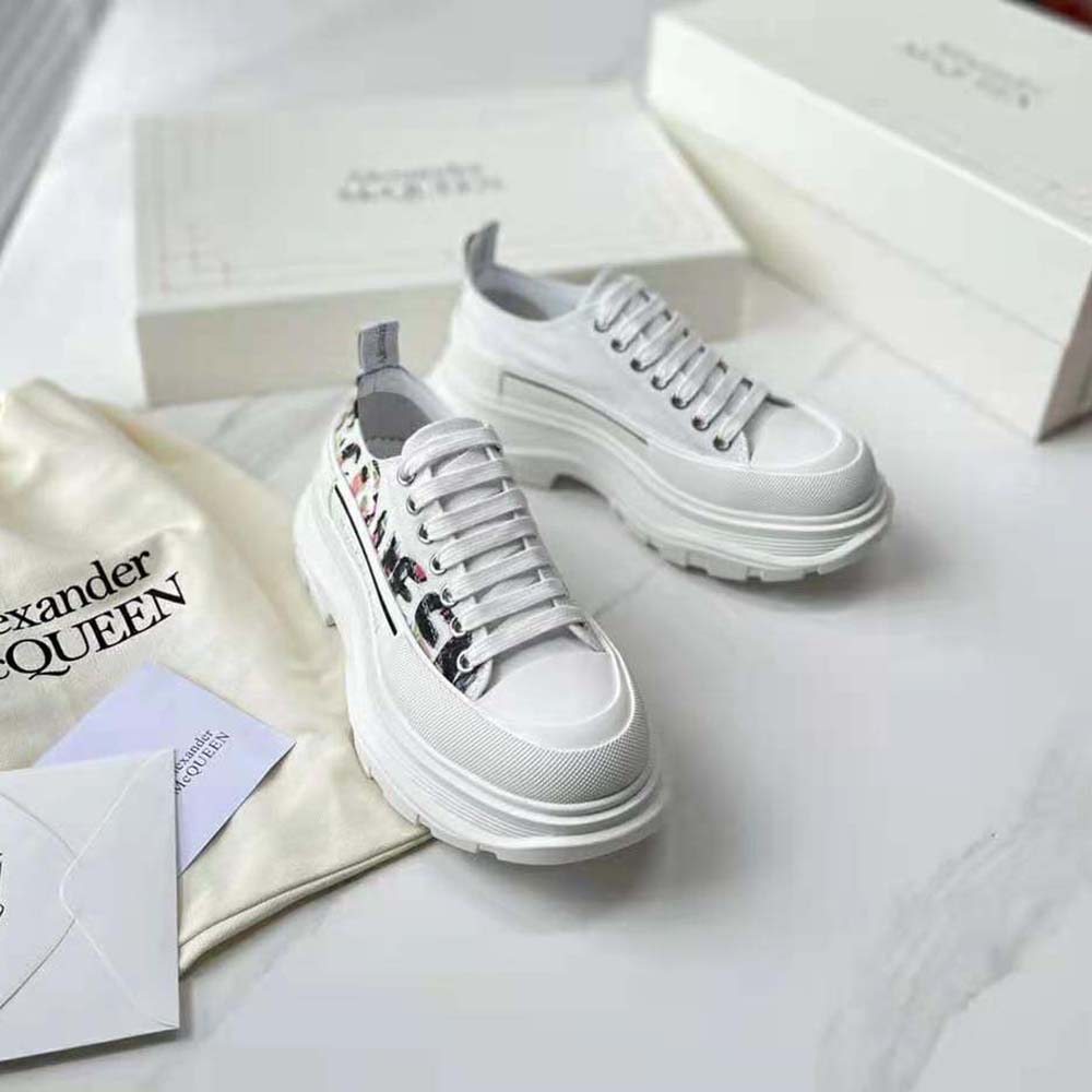 Top angle showing lace-up detail on Alexander Mcqueen Unisex Tread Slick Lace-up
