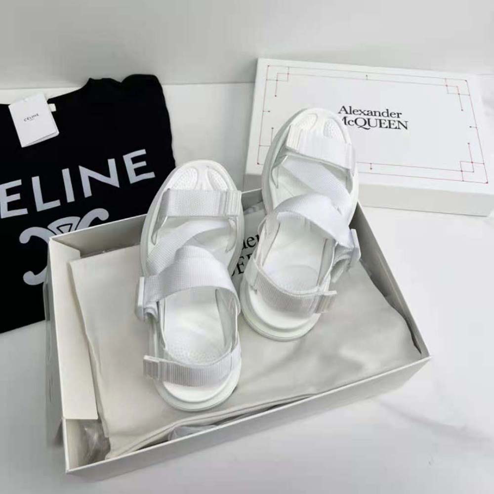 Top view showing tread sole on Alexander Mcqueen Women Tread Sandal in Ivory-White