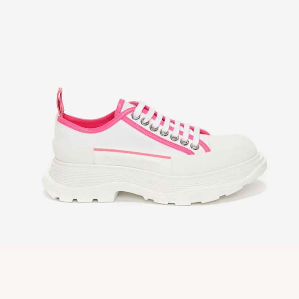 Side profile of Alexander Mcqueen Women Tread Slick Lace-up in Pink