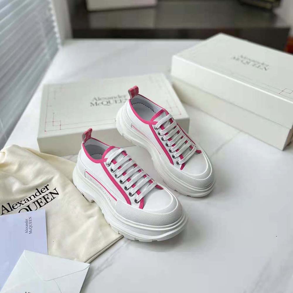 Top view showing lace-up detail on Alexander Mcqueen Women Tread Slick Lace-up