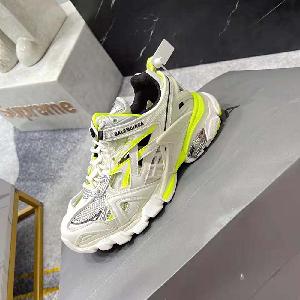 Balenciaga Men Track.2 Sneaker in White and Neon Yellow Neoprene and Rubber - image 8