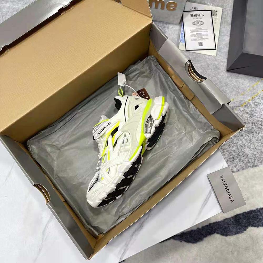 Balenciaga Men Track.2 Sneaker in White and Neon Yellow Neoprene and Rubber - image 10