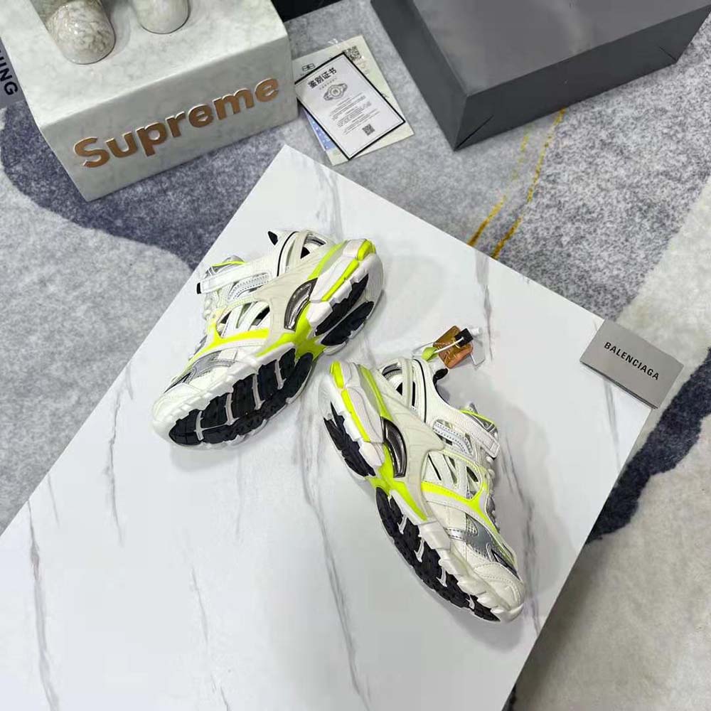 Overhead view showcasing layered rubber sole of Balenciaga Men Track.2 Sneaker