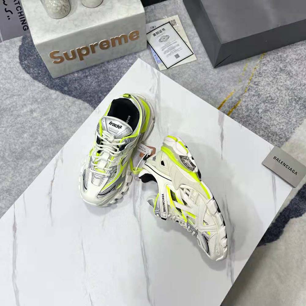 Balenciaga Men Track.2 Sneaker in White and Neon Yellow Neoprene and Rubber - image 6