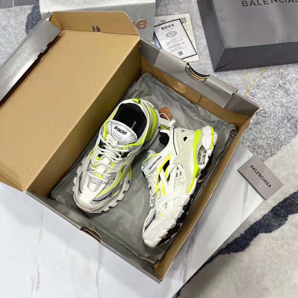 Balenciaga Men Track.2 Sneaker in White and Neon Yellow Neoprene and Rubber - image 5