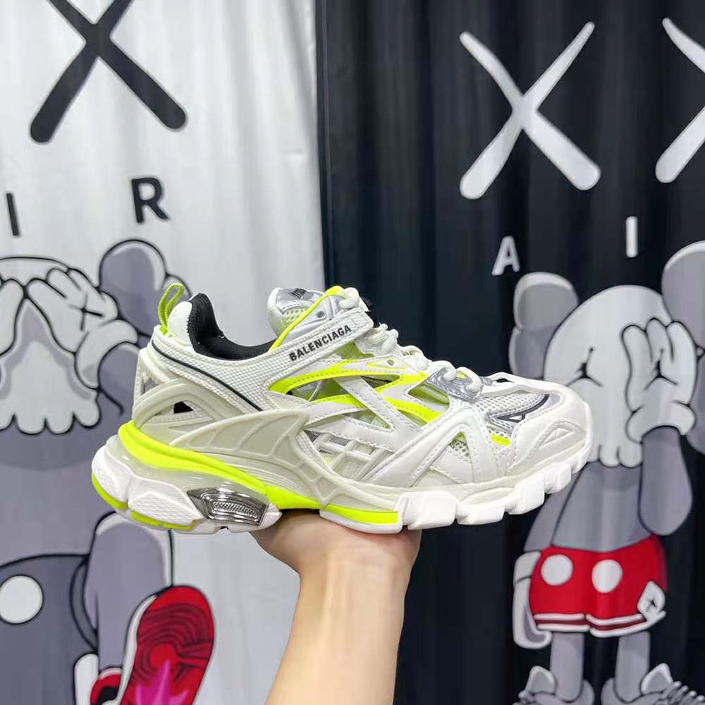 Balenciaga Men Track.2 Sneaker in White and Neon Yellow Neoprene and Rubber - image 9