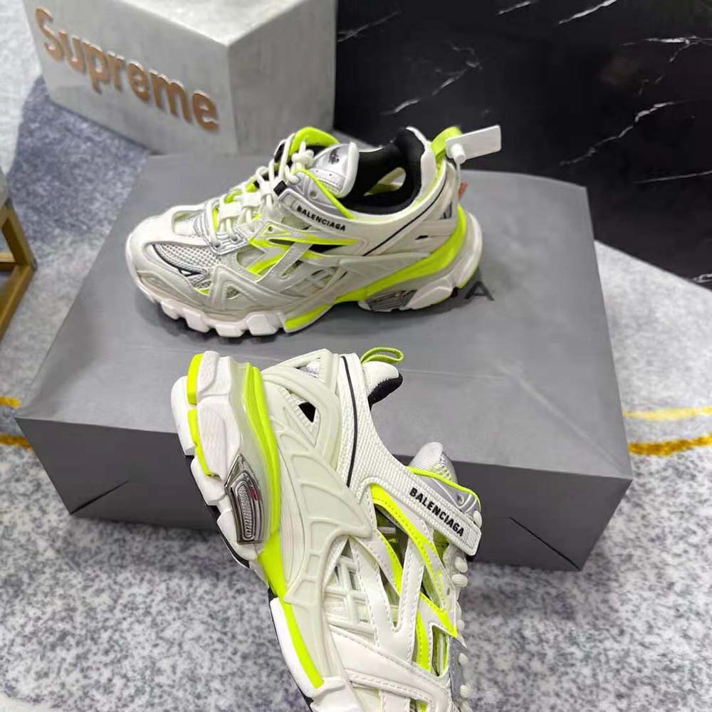 Balenciaga Men Track.2 Sneaker in White and Neon Yellow Neoprene and Rubber - image 7