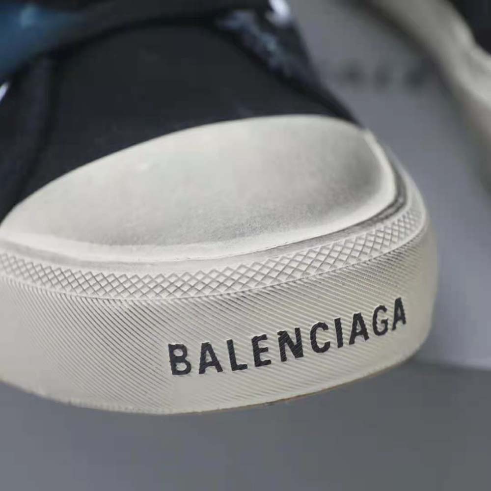 Balenciaga Unisex Paris High Top Sneaker in Black Destroyed Cotton and White Rubber - image 9