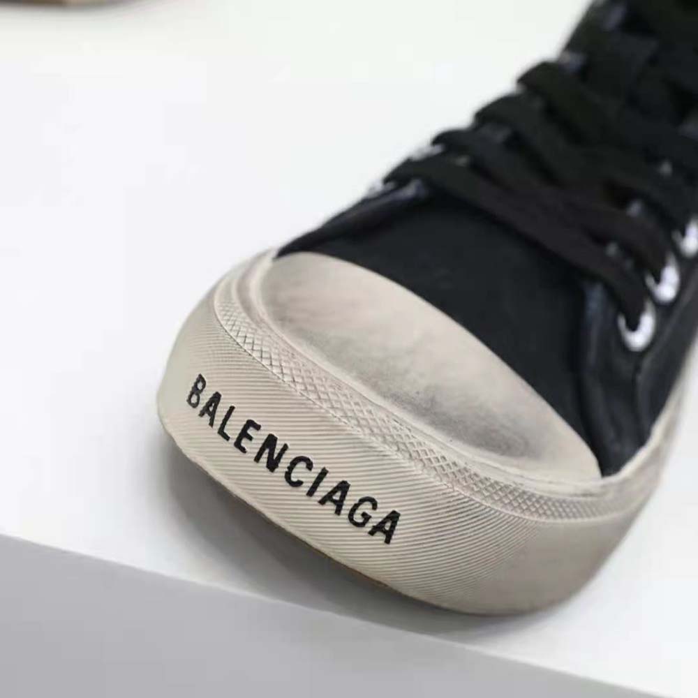 Balenciaga Unisex Paris High Top Sneaker in Black Destroyed Cotton and White Rubber - image 8