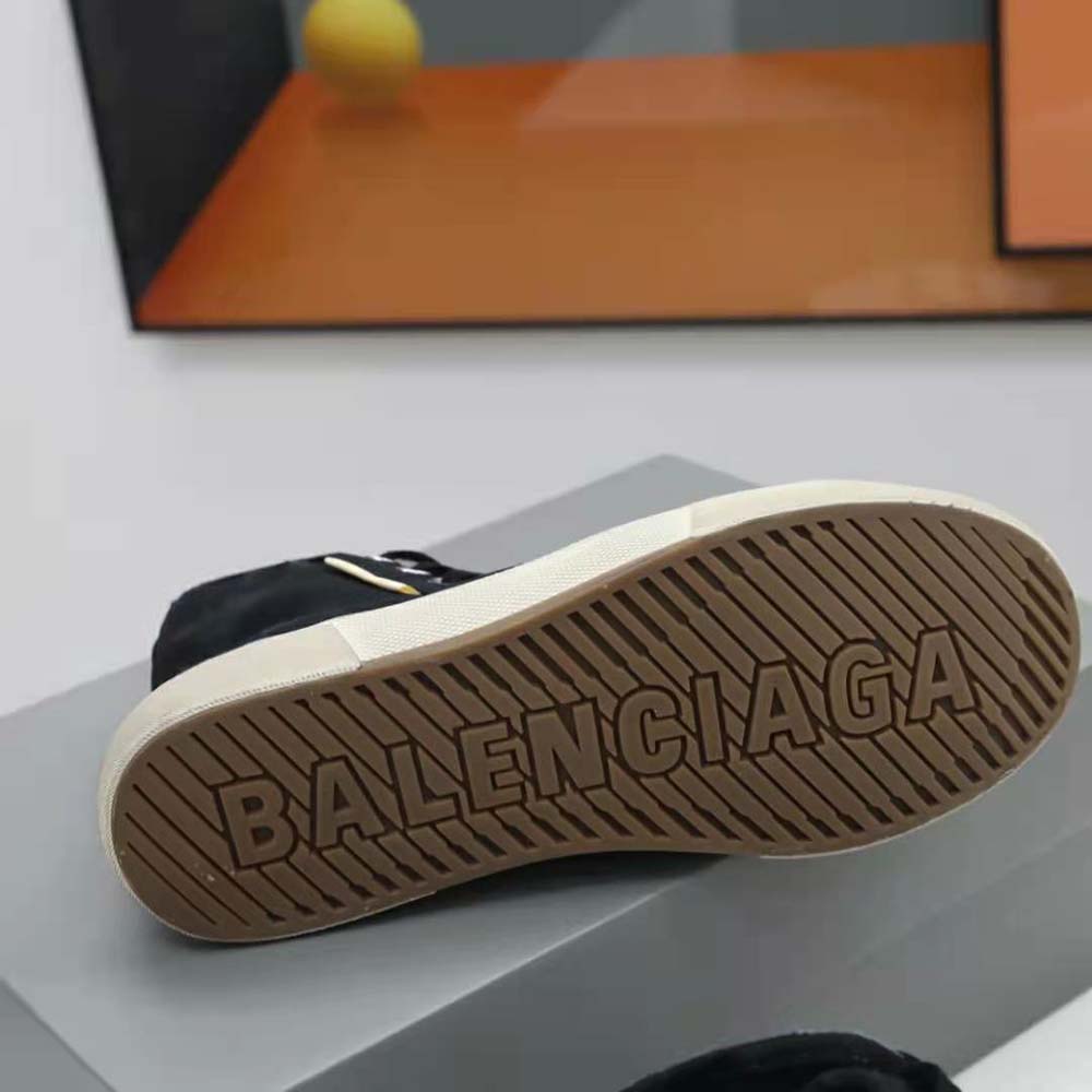 Balenciaga Unisex Paris High Top Sneaker in Black Destroyed Cotton and White Rubber - image 7