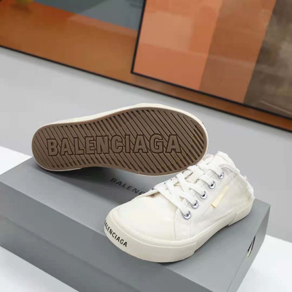 Balenciaga Unisex Paris Sneaker Mule in White Destroyed Cotton and White Rubber - image 8