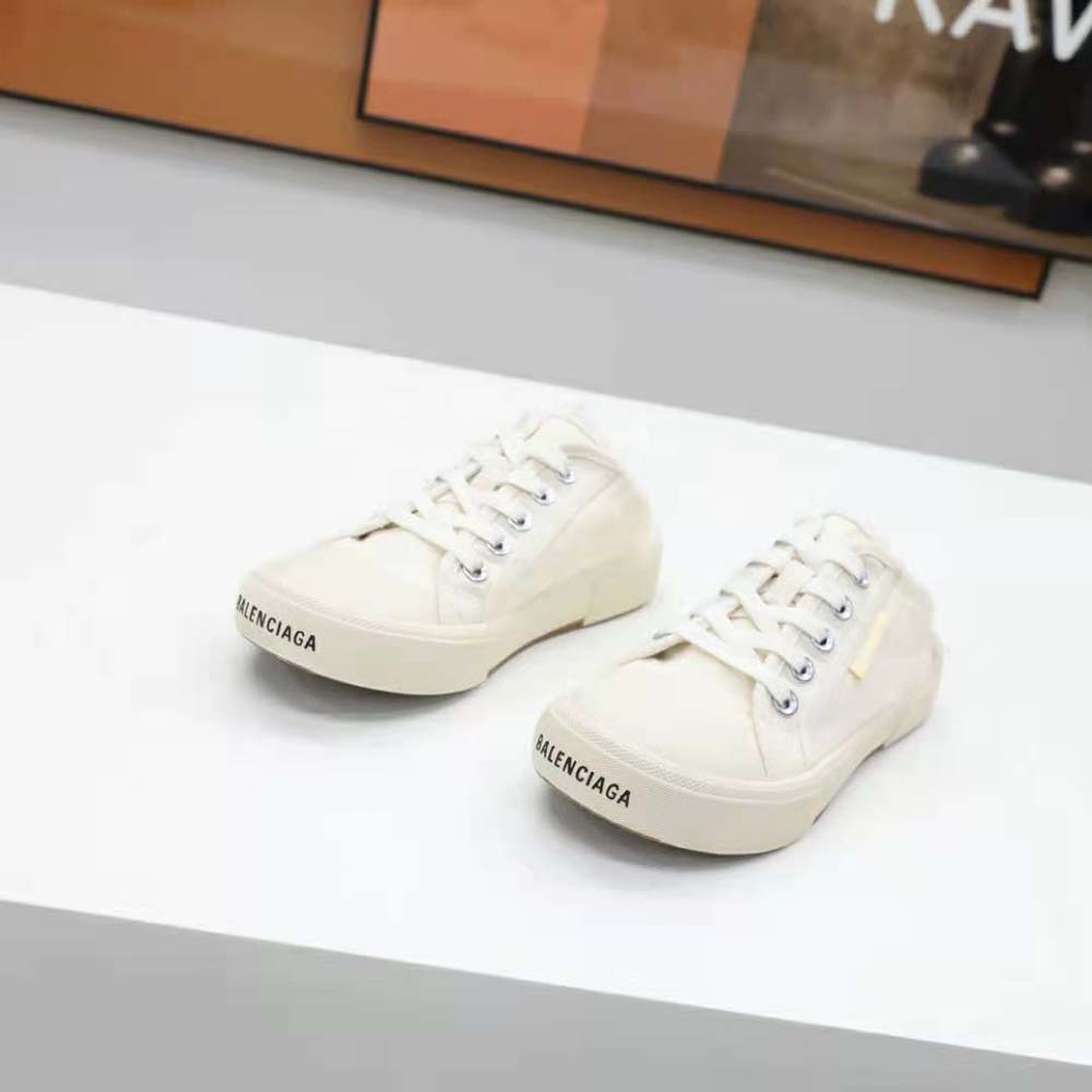 Balenciaga Unisex Paris Sneaker Mule in White Destroyed Cotton and White Rubber - image 4