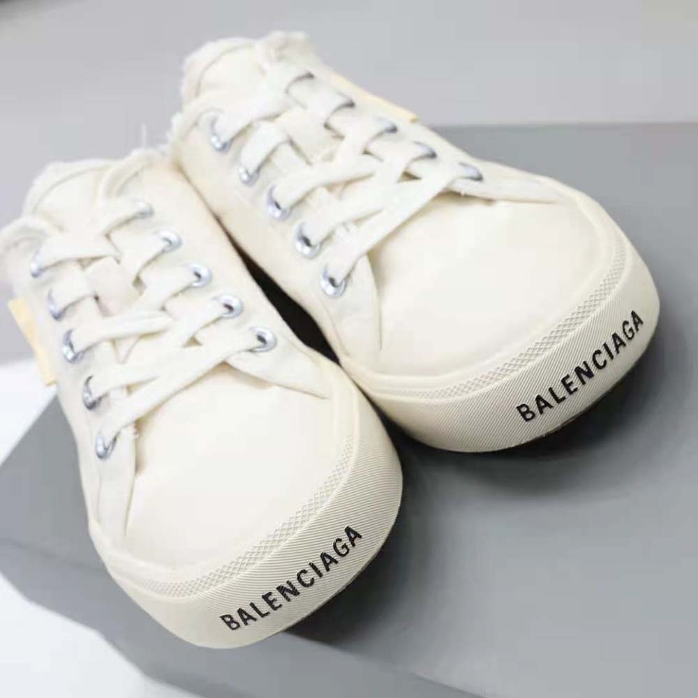 Balenciaga Unisex Paris Sneaker Mule in White Destroyed Cotton and White Rubber - image 6