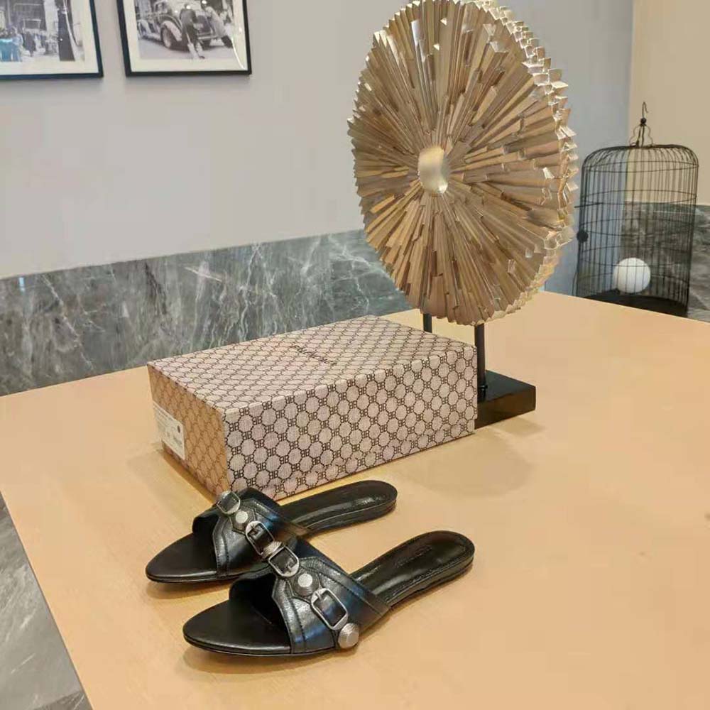 Balenciaga Women Cagole Sandal in Black Arena Lambskin - image 4