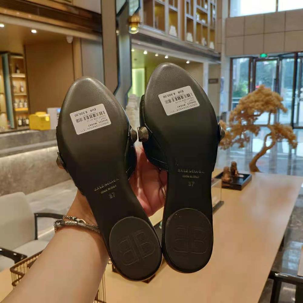 Balenciaga Women Cagole Sandal in Black Arena Lambskin - image 9