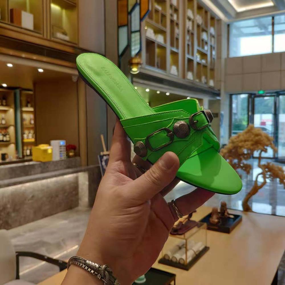 Balenciaga Women Cagole Sandal in Bright Green Arena Lambskin - image 10