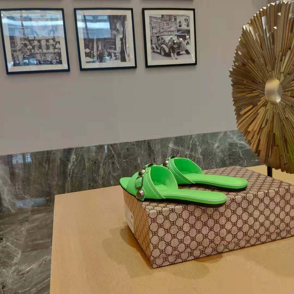 Balenciaga Women Cagole Sandal in Bright Green Arena Lambskin - image 7