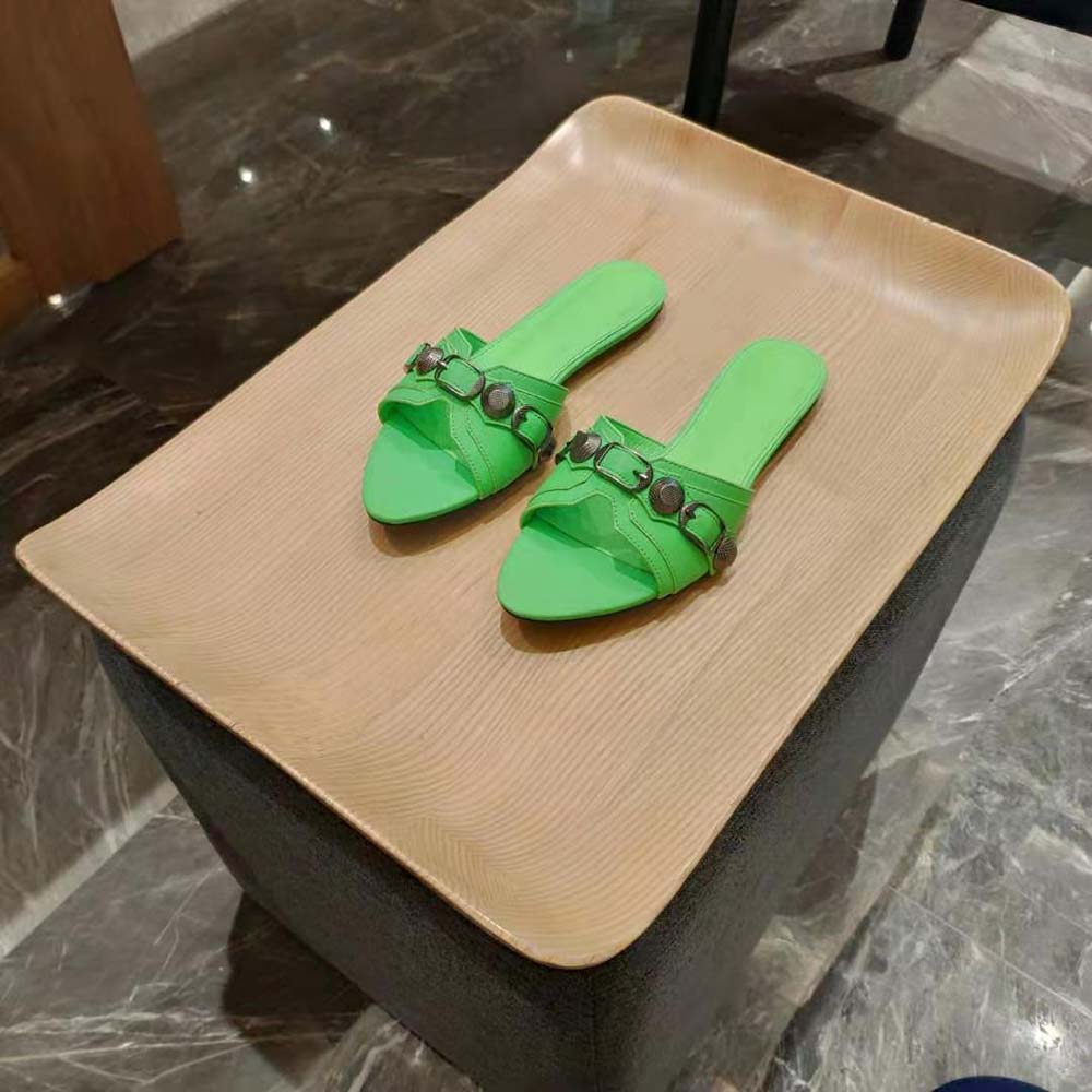 Balenciaga Women Cagole Sandal in Bright Green Arena Lambskin - image 4