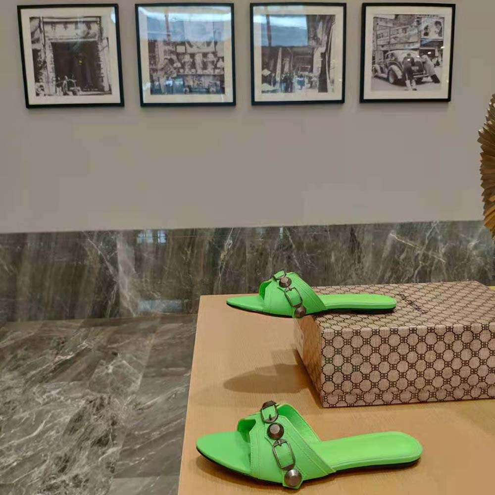 Balenciaga Women Cagole Sandal in Bright Green Arena Lambskin - image 6
