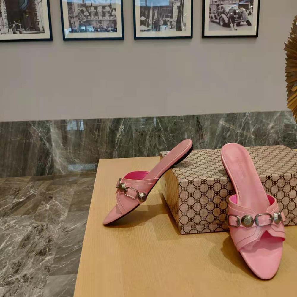 Balenciaga Women Cagole Sandal in Pink Arena Lambskin - image 8