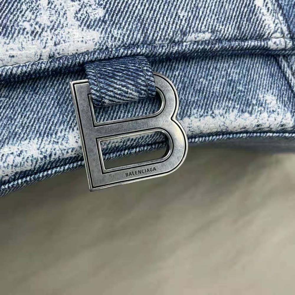 Balenciaga Women Hourglass Small Handbag Denim Printed in Indigo-Blue - image 8