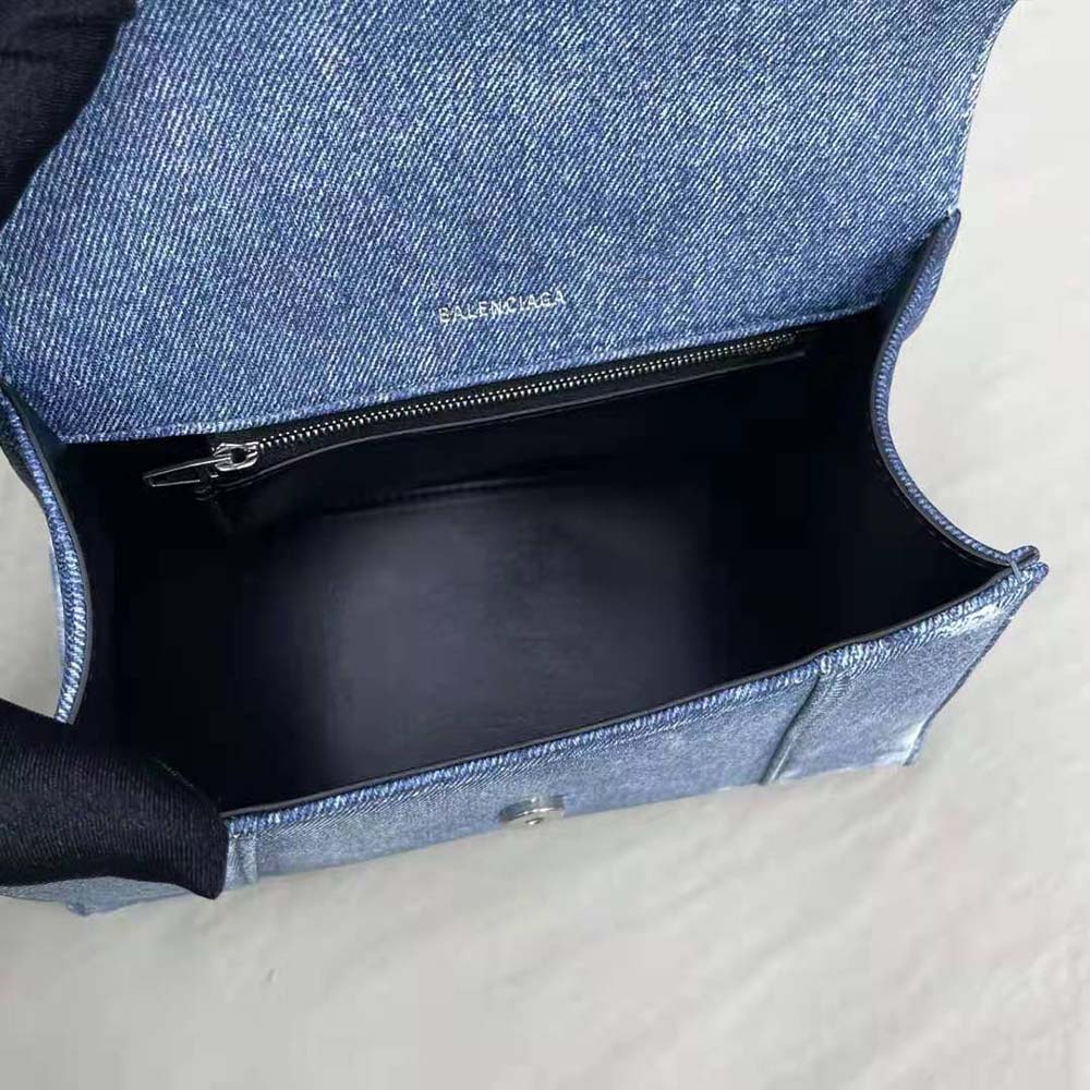 Balenciaga Women Hourglass Small Handbag Denim Printed in Indigo-Blue - image 9