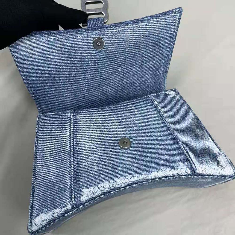 Balenciaga Women Hourglass Small Handbag Denim Printed in Indigo-Blue - image 6