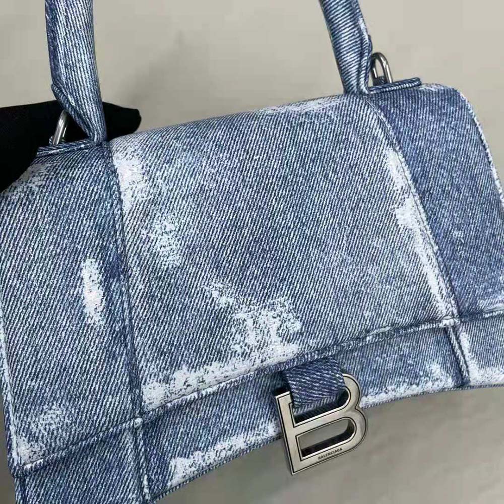 Balenciaga Women Hourglass Small Handbag Denim Printed in Indigo-Blue - image 7