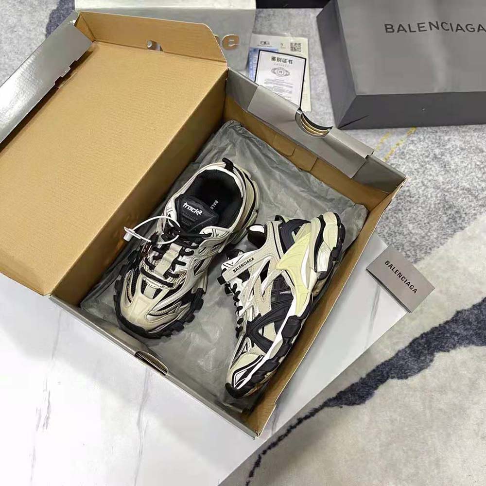 Overhead shot showing chunky sole and lace details on Balenciaga Track.2