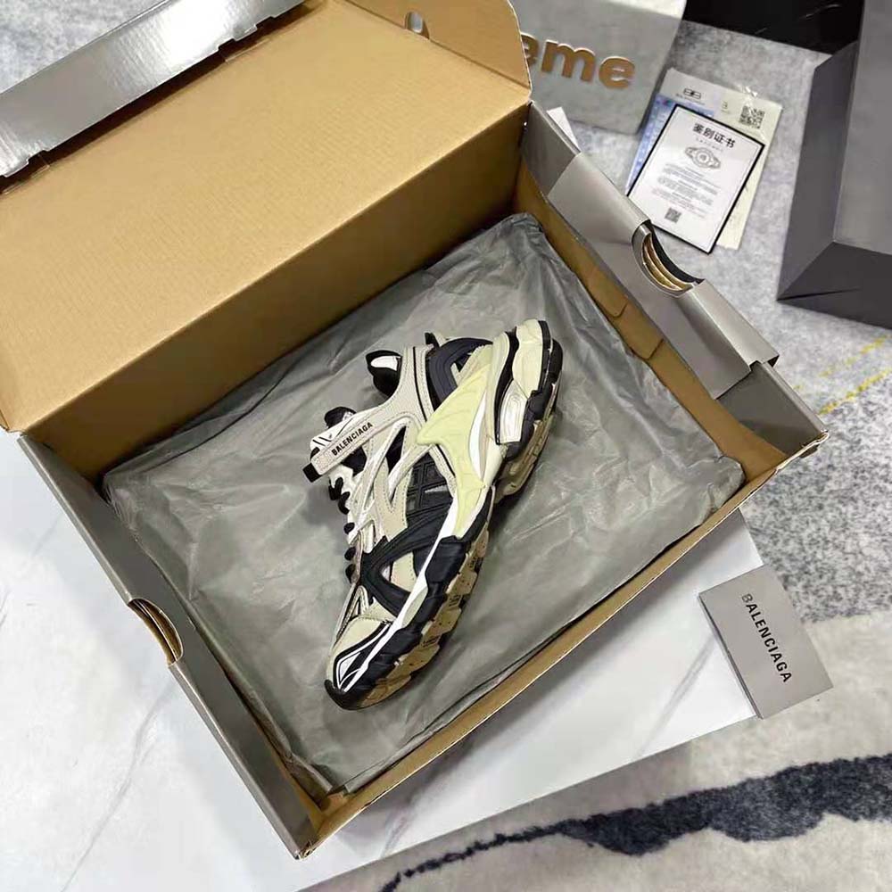 Balenciaga Men Track.2 Sneaker in Beige and Black Mesh and Nylon - image 8
