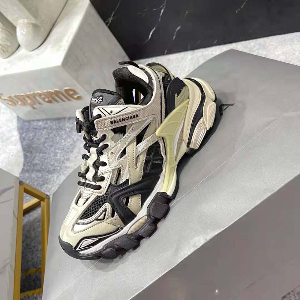 Balenciaga Men Track.2 Sneaker in Beige and Black Mesh and Nylon - image 7