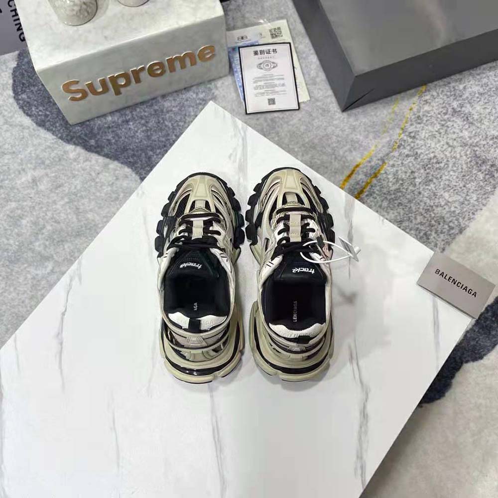 Balenciaga Men Track.2 Sneaker in Beige and Black Mesh and Nylon - image 5