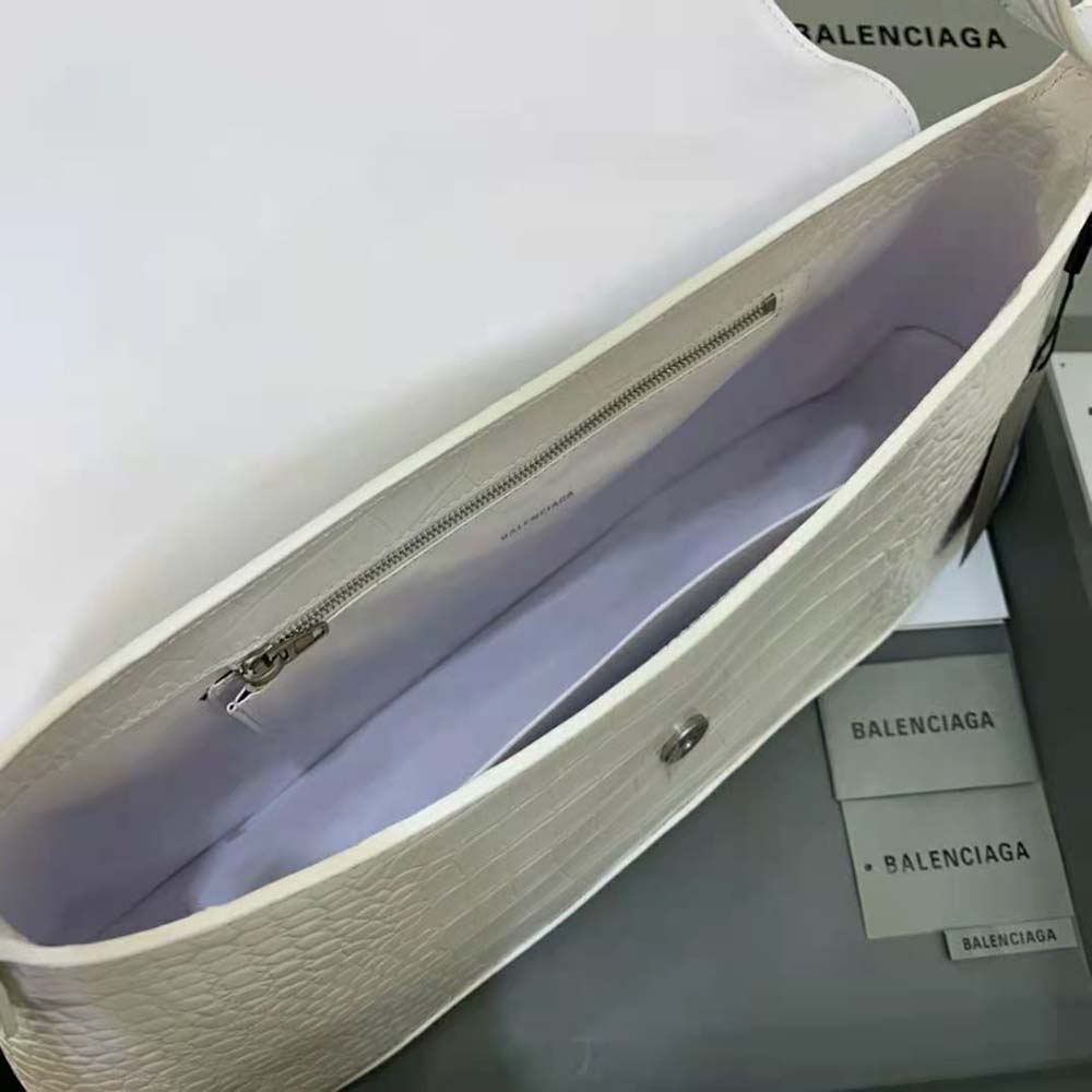 Balenciaga Women XX XL Flap Bag Crocodile Embossed in White - image 8