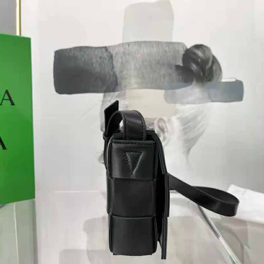 Bottega Veneta Women Cassette Intreccio Leather Cross-Body Bag-Black - image 5