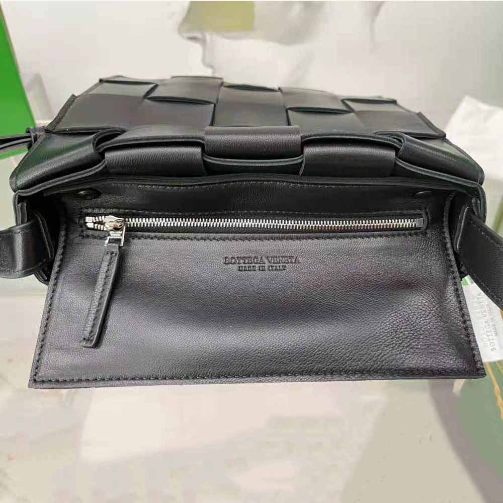 Bottega Veneta Women Cassette Intreccio Leather Cross-Body Bag-Black - image 8