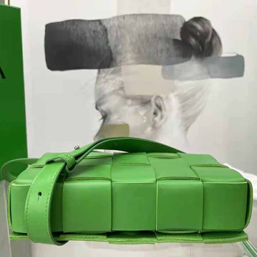 Bottega Veneta Women Cassette Intreccio Leather Cross-Body Bag-Green - image 5