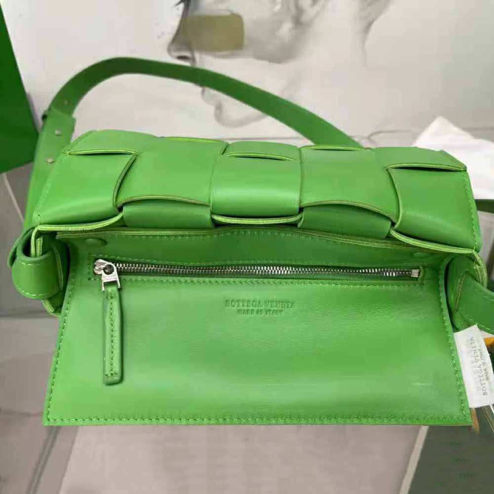 Bottega Veneta Women Cassette Intreccio Leather Cross-Body Bag-Green - image 7