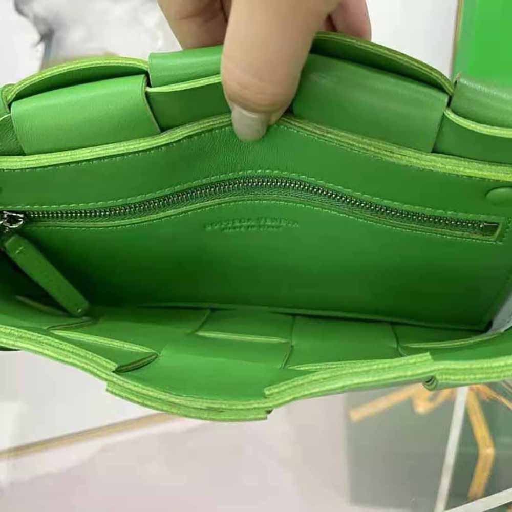 Bottega Veneta Women Cassette Intreccio Leather Cross-Body Bag-Green - image 9