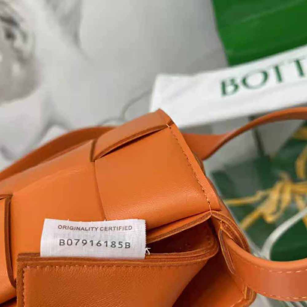 Bottega Veneta Women Cassette Intreccio Leather Cross-Body Bag-Orange - image 10