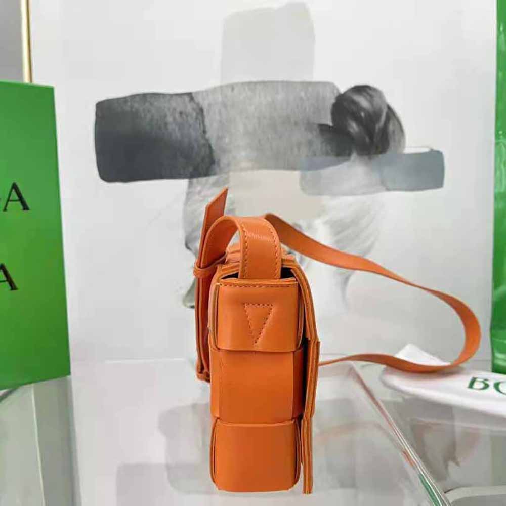 Bottega Veneta Women Cassette Intreccio Leather Cross-Body Bag-Orange - image 5