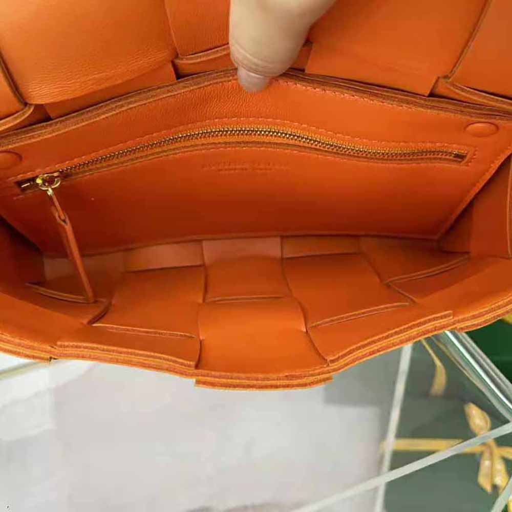 Bottega Veneta Women Cassette Intreccio Leather Cross-Body Bag-Orange - image 9