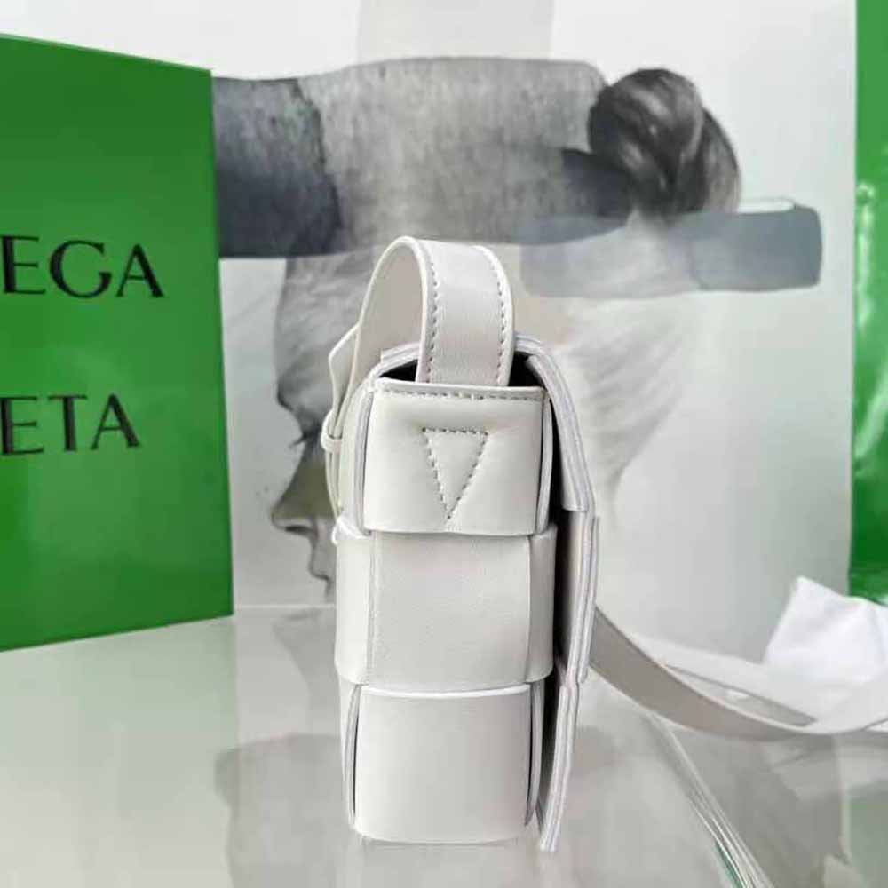 Bottega Veneta Women Cassette Intreccio Leather Cross-Body Bag-White - image 4
