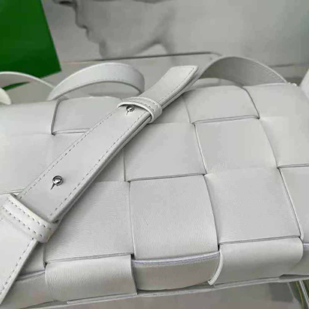 Bottega Veneta Women Cassette Intreccio Leather Cross-Body Bag-White - image 7
