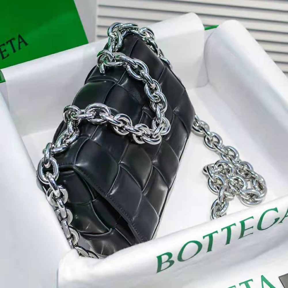 Bottega Veneta Women Chain Cassette Padded Intrecciato Leather Crossbody Bag-Black - image 4