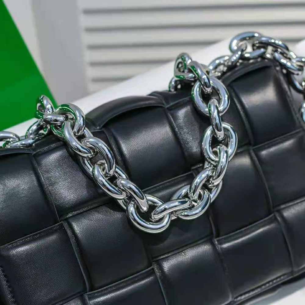 Bottega Veneta Women Chain Cassette Padded Intrecciato Leather Crossbody Bag-Black - image 8