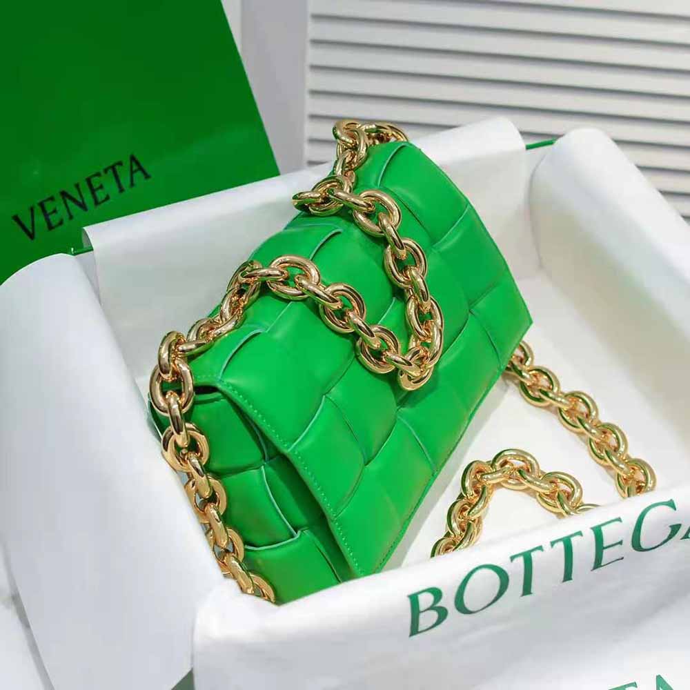 Bottega Veneta Women Chain Cassette Padded Intrecciato Leather Crossbody Bag-Green - image 4