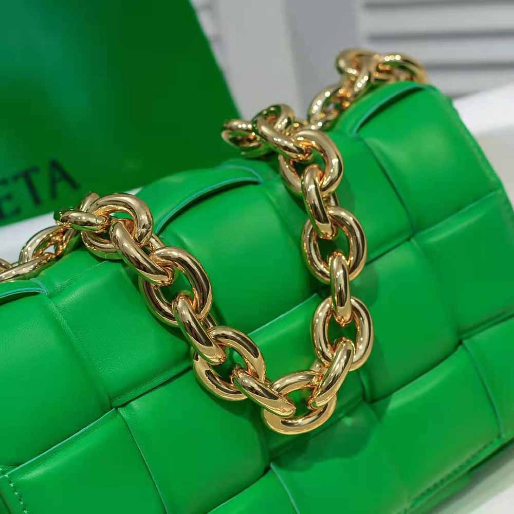 Bottega Veneta Women Chain Cassette Padded Intrecciato Leather Crossbody Bag-Green - image 9