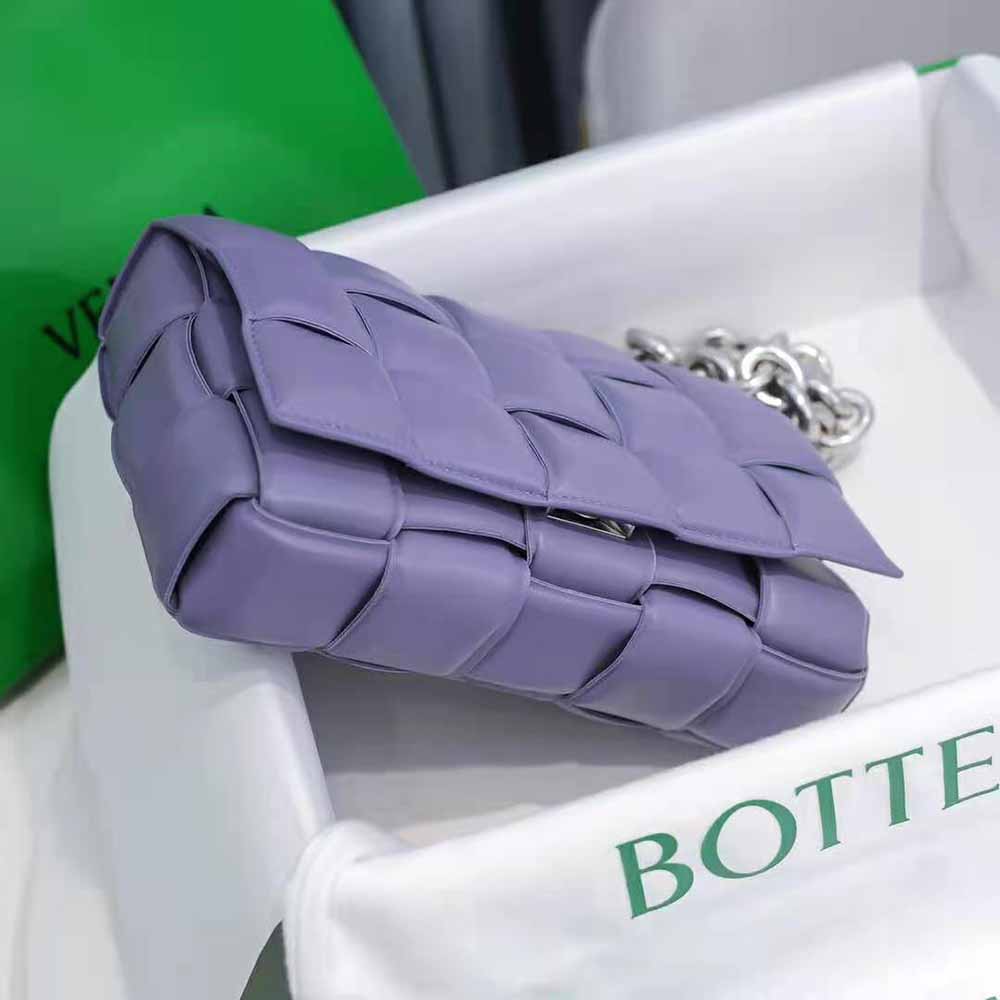Bottega Veneta Women Chain Cassette Padded Intrecciato Leather Crossbody Bag-Purple - image 4