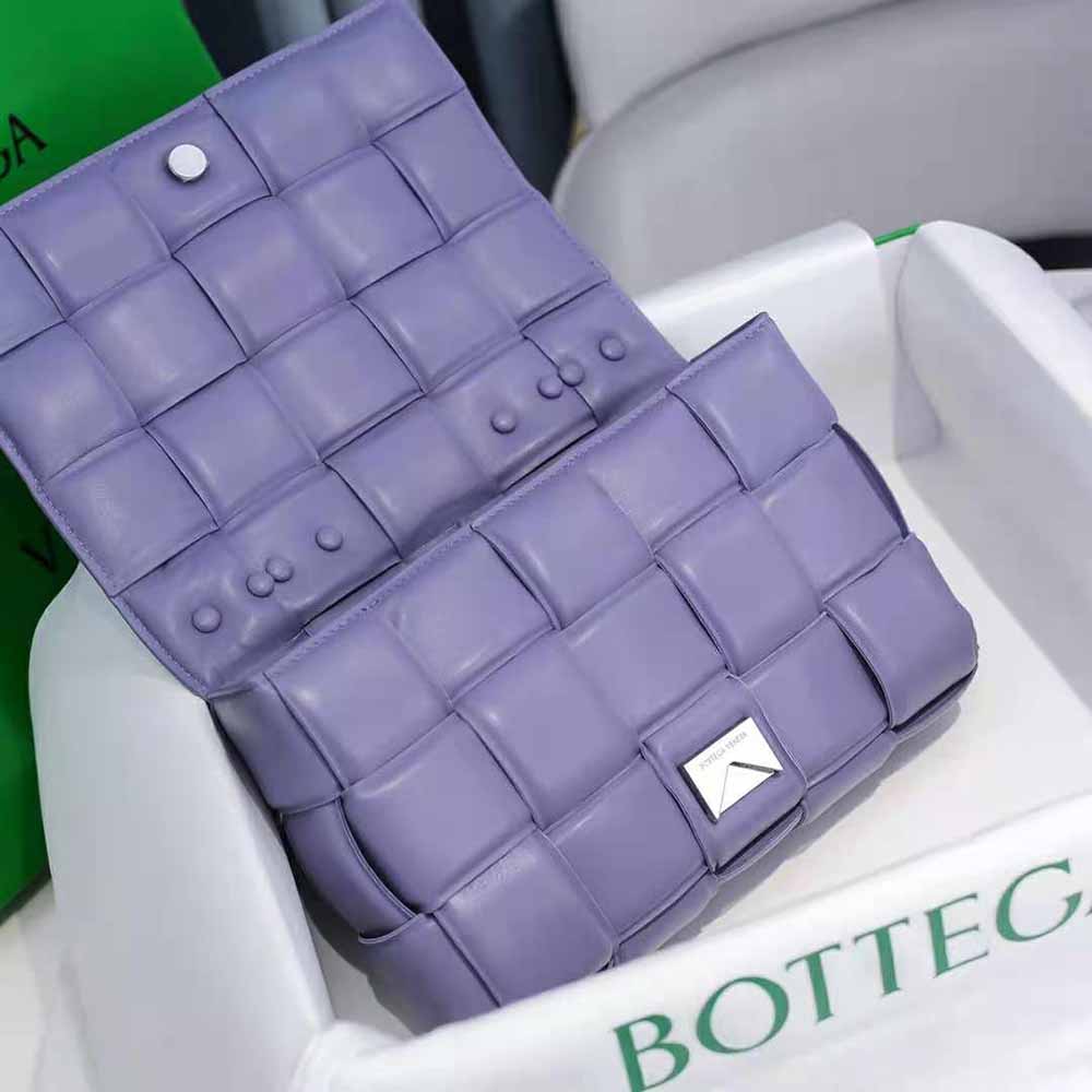 Bottega Veneta Women Chain Cassette Padded Intrecciato Leather Crossbody Bag-Purple - image 5
