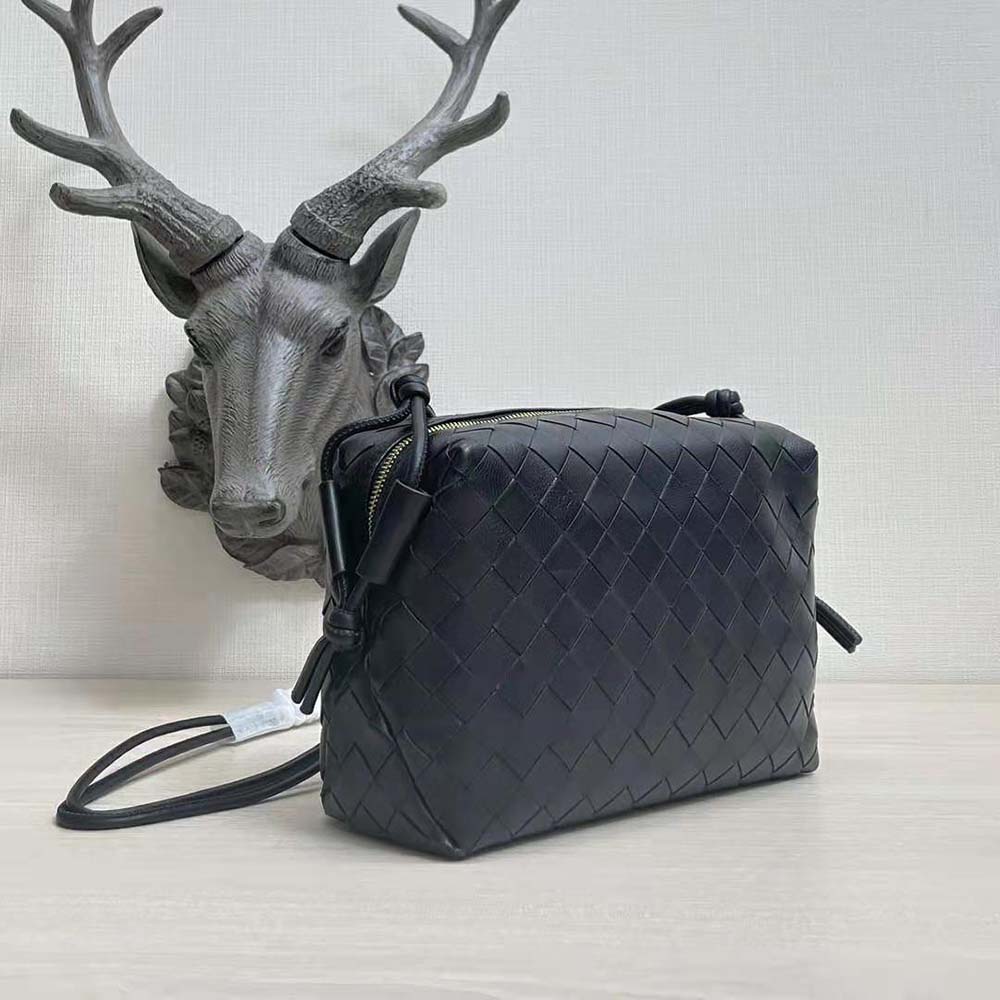 Bottega Veneta Women Loop Small Intrecciato Leather Cross-Body Bag-Black - image 4